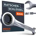 PRESCH Ratschenschlüssel 6mm - Minimaler Rückholwinkel (5°, 72 Zähne) - 15° abgewinkelt für beengte Stellen - Robuster, präzisionsgefertigter Ringratschenschlüssel
