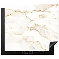 MuchoWow Herdabdeckplatte Ceranfeld Spritzschutz Küche Marmor - Limette - Gold - Luxus - Marmoroptik - Weiß 58.3x51.3 cm Induktionsherd Abdeckung Induktionskochfeld Ceranfeldabdeckung