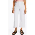 Weite Jeans TOMMY HILFIGER "WIDE LEG HW LOU", Damen, Gr. 29, Länge 30, weiß (optic weiß), Denim/Jeans, Obermaterial: 100% Baumwolle, unifarben, casual, normal knöchelfrei, Jeans, mit Logo-Badge, mit Nieten, mit Bügelfalten