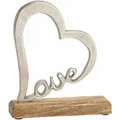 Holz Aufsteller Herz 20 Cm - Love - Mango Tisch Fenster Deko Silber Hochzeit