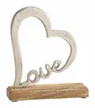 Holz Aufsteller Herz 20 cm - LOVE - Mango Tisch Fenster Deko silber Hochzeit