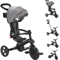 GLOBBER EXPLORER TRIKE FOLDABLE 4in1 – Kinderwagen, Dreirad, Laufrad, 10/8,5 Zoll, faltbar, höhenverstellbar, grau - Grau