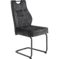 Esszimmerstuhl HELA "Linda S Schwingstuhl BESTSELLER", schwarz (vintage anthrazit, grau), B:47cm H:99cm T:61cm, Metall, Polyester, Stoff, Stühle, mit Taschenfederkern Sitz, mit 140KG belastbar, Freischwinger