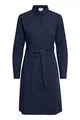 ICHI IXSARAH DR Damen Freizeitkleid Kleid mit Hemdblusenkragen Langarm in A-Linie unifarben aus 100% Baumwolle, Größe:XXL, Farbe:Navy (14400)