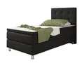 inter Boxspringbett Köln 90x200cm mit inkl. Topper und Matratzen (Spar set, Schwarz), inkl.Kopfteil mit Matratzen und Topper