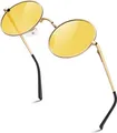 Polarisierte Retro Sonnenbrille Herren Damen UV400 Schutz 45mm Hippie Rund Silber