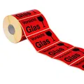 Etiketten Aufkleber Vorsicht Glas rot 1000 Stück extra groß 145x76mm Warnetikett auf Rolle 597101 - Menge wählbar