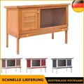 Kaninchenstall 1 Ebene Kleintierhaus Hasenstall Kaninchenhaus Braun Grau Rot DE