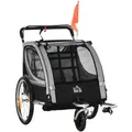 Homcom Kinderfahrradanhänger,, Grau, Kunststoff, 75x101x142 cm, Freizeit, Sport & Fitness, Fahrräder, Fahrradzubehör