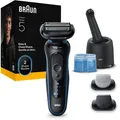 Braun Elektrorasierer Series 5, 52-B7650cc, blau, Wet&Dry, mit 2 Aufsätzen, 7 Kammaufsätzen & Reinigungsstation