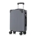 Koffer Trolley Reisekoffer Suitcase, Rollkoffer Handgepäck ,mit 4 Rollen360°, Hartschalenreisekoffer, Zahlenschloss, Weicher Gummigriff (M,Grau)