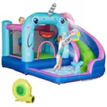 Outsunny Aufblasbare Hüpfburg mit Gebläse, Wasserspielcenter inkl. Sicherheitsnetz, Wasserrutsche, Spielburg Wasserpark für Kinder 3 bis 8 Jahre, 330 x 280 x 200cm