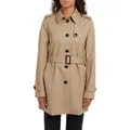 Langjacke TOMMY HILFIGER "HERITAGE SINGLE BREASTED TRENCH", Damen, Gr. S, beige (nos beige), Web, Obermaterial: 100% Baumwolle, unifarben, casual, figurbetont extralang, Langarm 2-Naht-Ärmel, Jacken, mti den typischen Trenchdetails & Tommy Streifen als Gürtelschlaufe, Topseller
