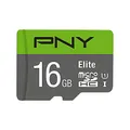 PNY Elite microSDHC-Speicherkarte 16GB + SD-Adapter, 100MB/s Lesegeschwindigkeit, Klasse 10 UHS-I, U1 für Full-HD-Video, Black and Green