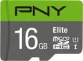 PNY Elite microSD 16 GB, Speicherkarte grau/grün, Class 10, UHS-I, SD-Adapter