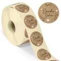 colortouch Dankeschön Aufkleber - 500 St Danke Etiketten - 35 mm Rund Rolle - Vielen Dank Sticker in Kraftpapier Optik für Weihnachtsdeko Papiertüten Hochzeit Geburtstag Verpackung - Weihnachtssticker