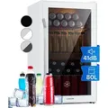 Klarstein - Getränkekühlschrank, Kühlschrank Klein Mit 3 Ablagen, Minikühlschrank Lautlos Für Büro Camping Outdoor, Mini-kühlschrank Mit Glastür, Mini Fridge 3-10°c, Bierkühlschrank 80 Liter,