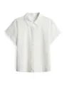 OPUS Damen Kurzarmbluse | Sommerliche Hemdbluse FESSIN Regular mit dekorativer Lochstickerei Milk, M
