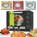 TurboTronic Minibackofen mit Umluft und Drehspieß 35 Liter, inkl. Backblech, rot 1600W Mini Tisch Backofen Camping Pizzaofen Klein/Groß Vintage Retr