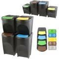 Mülleimer- 4er Set 120 L Mülltrennungssystem - Set aus 2x35 L + 2x25 L Abfalleimern in Schwarz zum Stapeln Kompakt modulare und Licht Einfache So... - Grau