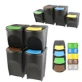 botle Mülleimer- 4er Set 120 L Mülltrennungssystem - Set aus 2x35 L + 2x25 L Abfalleimern in Schwarz zum Stapeln Kompakt modulare und Licht Einfache Sortierung des Hausmülls Kunststoff