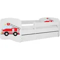 Kocot Kids Kinderbett Babydreams Feuerwehr mit Schublade 140x70 cm ohne Matratze in weiß - Weiß