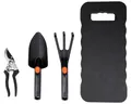 Black+Decker Gartenwerkzeug Set 4-teilig mit Knieschoner und Gartenschere