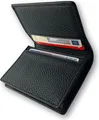 Kartenetui aus echtem Leder, kompaktes Design für Karten und Bargeld mit übersichtlicher Anordnung und Geldscheinfach, Schwarz