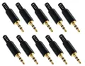 10x Klinke Stecker 3,5 mm STEREO vergoldet - STEREO - zum Löten
