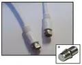 2,5m SAT-KABEL - 2x F-Stecker - doppelt abgeschirmt - koax. weiss + F-Adapter
