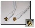 SAT-Anschluss-Kabel - FStecker GOLD - 2x geschirmt - digital - 5m weiß + Adapter