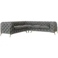 S-Style Möbel Ecksofa, Grau, Textil, Echtholz,Buche, Birke, 5-Sitzer, Füllung: Polyetherschaumkern, Eckteil, 264x264 cm, Blauer Engel, FSC Mix, Oeko-Tex®, Hergestellt in Europa, Wohnzimmer, Sofas & Couches, Wohnlandschaften, Ecksofas