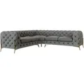 Chesterfield Ecksofa Willow Mit Metall Füßen, Grau Samt