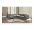 S-Style Möbel Ecksofa Ashley, Chesterfield mit Goldenen Metall Füßen, mit Wellenfederung