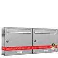 AL Briefkastensysteme 2er Briefkastenanlage aus V2A Edelstahl, Premium Doppel-Briefkasten DIN A4, 2 Fach Postkasten modern Aufputz