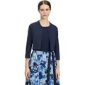 Sweatjacke VERA MONT "Vera Mont Bolero-Jacke figurbetont", Damen, Gr. 40, blau (night sky), Jersey, Obermaterial: 95% Polyester, 5% Elasthan., klassisch, schmal normal, V-Ausschnitt, 3/4-Ärmel, Sweatjacken, Nahtführung