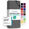 Jacobson Spannbettlaken TOPPER aus 100% Baumwolle, Jersey Bettlaken 160 g/m2, Spannbetttuch mit Gummizug, pflegeleicht & viele Farben grau 180 - 200 cm x 220 cm