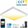 60x60 LED CCT Smart Panel Aufputz Panel Aufbau Deckenleuchte Dimmbar inkl. Rahmen Smartphone (APP) Steuerung - Weiß