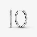 PANDORA Creolen 925 Sterlingsilber weiße Steine Herz Ø 24 mm Damen Paar 296319CZ