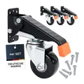 HMF 6750 Schwerlastrollen absenkbar für Werkbank, 4 Stück, 65 mm, bis 300 kg, Schwarz