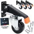 HMF 6750 Schwerlastrollen Absenkbar für Werkbank 4 Stück 65 mm bis 300 kg Schwarz