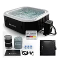 Juskys Whirlpool SpaLuxe - 130 Sprudeldüsen, 2400W Heizung, 910L Volumen - Schwarz / Weiß