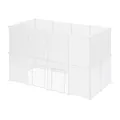 EUGAD Freilaufgehege für Kleintiere aus Kunststoff, Freigehege mit 12 Platten DIY, Kaninchen Hasen Welpen Meerschweinchen Gehege, rutschfestes Kleintiergehege für drinnen, BHT 145x95x75cm