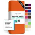 Jacobson Spannbettlaken TOPPER aus 100% Baumwolle, Jersey Bettlaken 160 g/m2, Spannbetttuch mit Gummizug, pflegeleicht & viele Farben orange 180 - 200 cm x 200 cm
