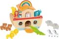 goki 51464 - Meine kleine Arche Noah, buntes Lernspielzeug aus Holz für Kinder, Tiere wie Löwe, Elefant, Bär, Nilpferd, Zebra, 20-er Set, ab 3 Jahre