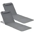 [en.casa] Strandmatten-Set, Dunkelgrau, Textil, Metall, 143x44x48 cm, Gartenmöbel, Gartenliegen