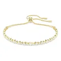Swarovski Matrix Tennis Armband, Vergoldetes Cupchain-Armband mit Weißen Kristallen und Kugelschiebeverschluss, Armbandlänge: 12-24 cm, Armbandbreite: 0.2 cm