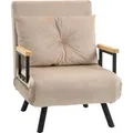 HOMCOM Schlafsofa mit Rückenkissen Stahl Polyester Beige 63L x 73B x 81H cm