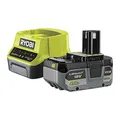 RYOBI 18 V ONE+ Akku-Starter-Set RC18120-140XG (1x 4,0 Ah Lithium+ Akku, Schnellladegerät mit 2,0A Ladestrom, Lithium+Akkutechnologie setzt Maßstäbe für Laufzeit, Leistung und Lebensdauer