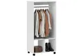 HOMCOM Garderobenschrank Mobiler Kleiderschrank (Schrank mit Regal, 4 Schwenkräder, 1-St., für Wohnzimmer Schlafzimmer) 60 x 40 x 127 cm, Weiß